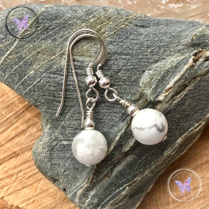Classical Howlite Silver Earrings